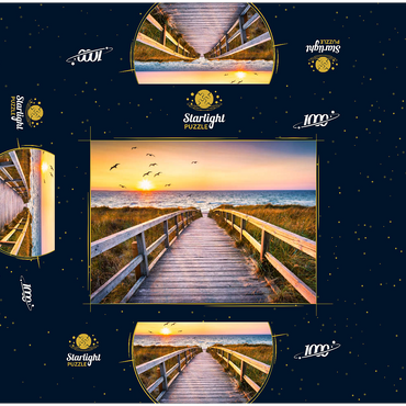 Sunset on dune beach, North Sea 1000 Jigsaw Puzzle box 3D Modell