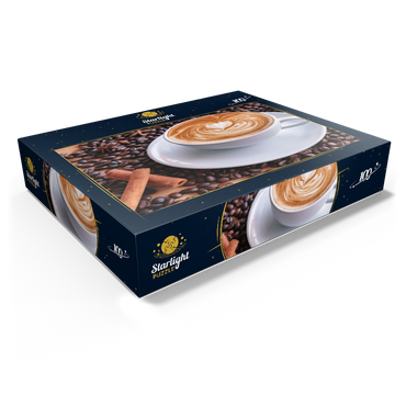 A Cup of Hot Coffee with Coffee Beans 100 Jigsaw Puzzle box view1