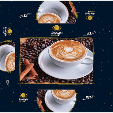 A Cup of Hot Coffee with Coffee Beans 100 Jigsaw Puzzle box 3D Modell