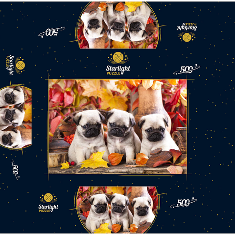 Pug puppies 500 Jigsaw Puzzle box 3D Modell