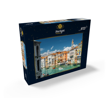 Grand Canal with colorful facades of old medieval houses in front of Rialto Bridge in Venice, Italy 1000 Jigsaw Puzzle box view1