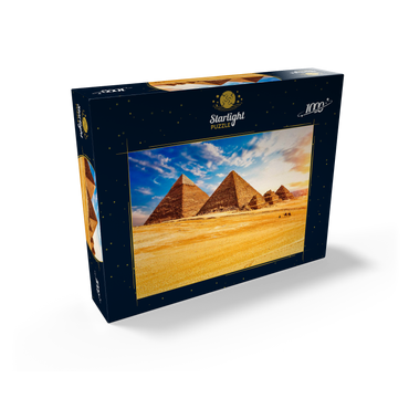 The pyramids in the sunny Giza desert, Egypt 1000 Jigsaw Puzzle box view1