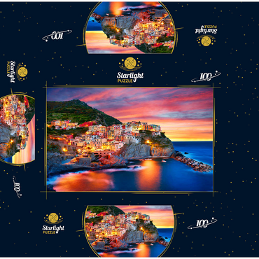 Famous town of Manarola in Italy - Cinque Terre Liguria 100 Jigsaw Puzzle box 3D Modell