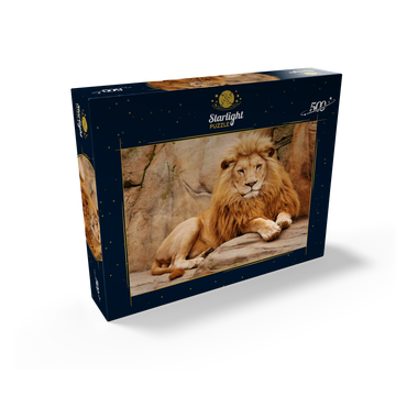 A lion relaxing on a stone 500 Jigsaw Puzzle box view1