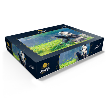 Mother panda and her baby panda eating bamboo 500 Jigsaw Puzzle box view1