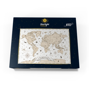Detailed vintage cartoon world map 1000 Jigsaw Puzzle box view1