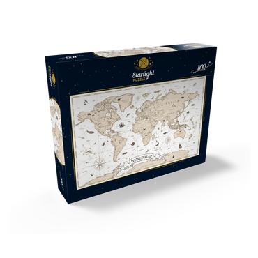 Detailed vintage cartoon world map 100 Jigsaw Puzzle box view1