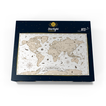 Detailed vintage cartoon world map 100 Jigsaw Puzzle box view1