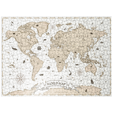 puzzleplate Detailed vintage cartoon world map 500 Jigsaw Puzzle