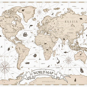 Detailed vintage cartoon world map 500 Jigsaw Puzzle 3D Modell