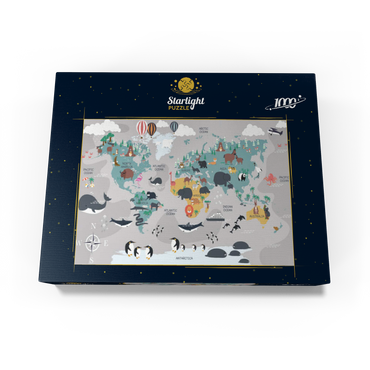 The world map with cartoon animals for children 1000 Jigsaw Puzzle box view1