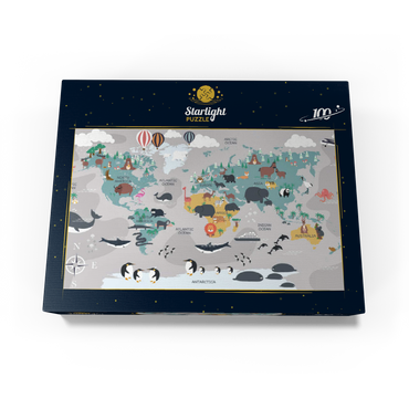 The world map with cartoon animals for children 100 Jigsaw Puzzle box view1