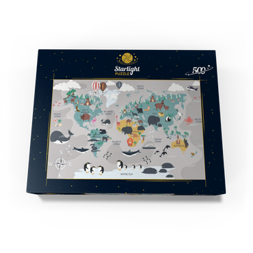 The world map with cartoon animals for children 500 Jigsaw Puzzle box view1