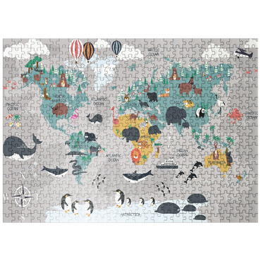 puzzleplate The world map with cartoon animals for children 500 Jigsaw Puzzle