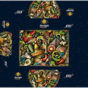 Mexico doodles 1000 Jigsaw Puzzle box 3D Modell