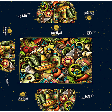 Mexico doodles 100 Jigsaw Puzzle box 3D Modell