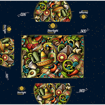 Mexico doodles 500 Jigsaw Puzzle box 3D Modell