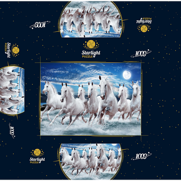 Seven horses at a gallop 1000 Jigsaw Puzzle box 3D Modell