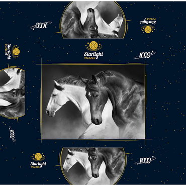 Horses run gallop in the desert 1000 Jigsaw Puzzle box 3D Modell