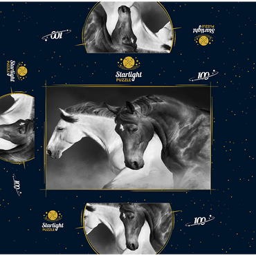 Horses run gallop in the desert 100 Jigsaw Puzzle box 3D Modell