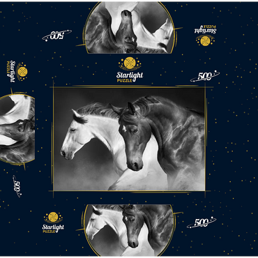 Horses run gallop in the desert 500 Jigsaw Puzzle box 3D Modell