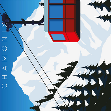 Chamonix France, art deco style vintage poster, illustration 1000 Jigsaw Puzzle 3D Modell