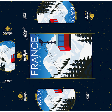 Chamonix France, art deco style vintage poster, illustration 1000 Jigsaw Puzzle box 3D Modell