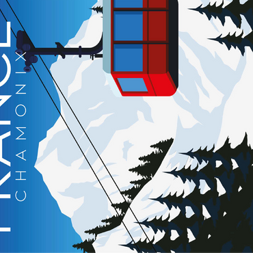 Chamonix France art deco style vintage poster illustration 100 Jigsaw Puzzle 3D Modell