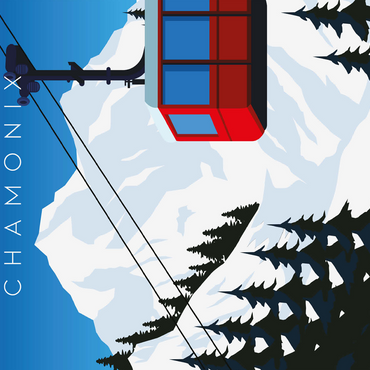 Chamonix France art deco style vintage poster illustration 500 Jigsaw Puzzle 3D Modell