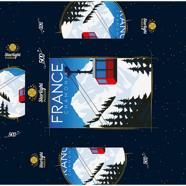 Chamonix France art deco style vintage poster illustration 500 Jigsaw Puzzle box 3D Modell