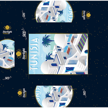Tunisia art deco style vintage poster illustration 500 Jigsaw Puzzle box 3D Modell