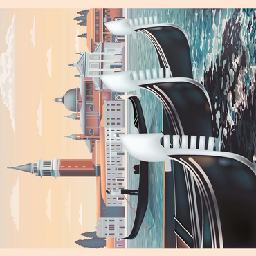 Venice Italy Vietnam art deco style vintage poster illustration 500 Jigsaw Puzzle 3D Modell