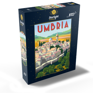 Umbria Italy, art deco style vintage poster, illustration 1000 Jigsaw Puzzle box view1