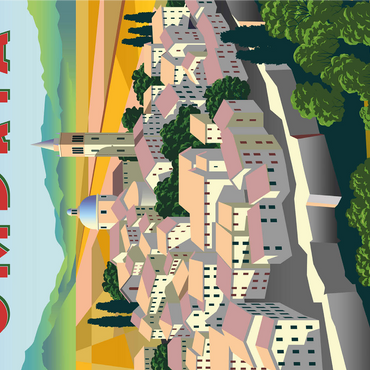 Umbria Italy, art deco style vintage poster, illustration 1000 Jigsaw Puzzle 3D Modell