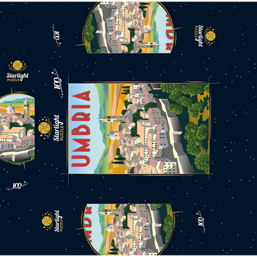 Umbria Italy art deco style vintage poster illustration 100 Jigsaw Puzzle box 3D Modell