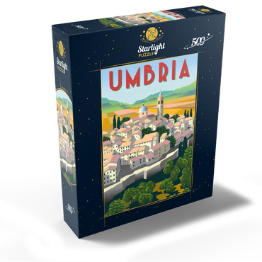 Umbria Italy art deco style vintage poster illustration 500 Jigsaw Puzzle box view1