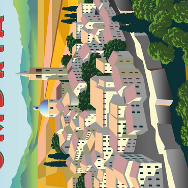 Umbria Italy art deco style vintage poster illustration 500 Jigsaw Puzzle 3D Modell