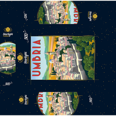 Umbria Italy art deco style vintage poster illustration 500 Jigsaw Puzzle box 3D Modell
