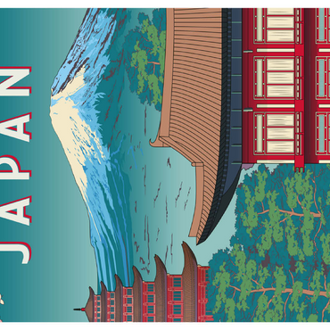 Traditional house Japan art deco style vintage poster illustration 100 Jigsaw Puzzle 3D Modell