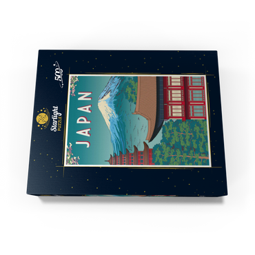 Traditional house Japan art deco style vintage poster illustration 500 Jigsaw Puzzle box view1