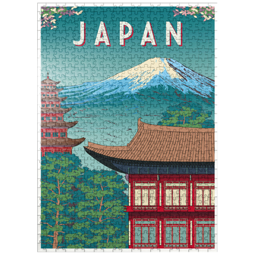 puzzleplate Traditional house Japan art deco style vintage poster illustration 500 Jigsaw Puzzle