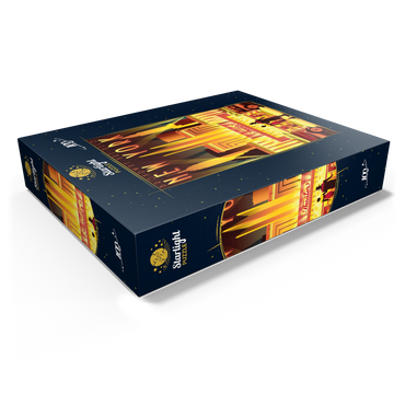 New York Night Broadway Art Deco style vintage poster illustration 100 Jigsaw Puzzle box view1