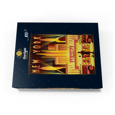 New York Night Broadway Art Deco style vintage poster illustration 100 Jigsaw Puzzle box view1