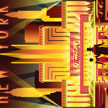 New York Night Broadway Art Deco style vintage poster illustration 100 Jigsaw Puzzle 3D Modell