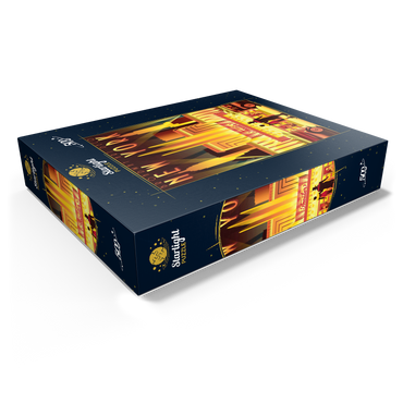 New York Night Broadway Art Deco style vintage poster illustration 500 Jigsaw Puzzle box view1