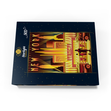New York Night Broadway Art Deco style vintage poster illustration 500 Jigsaw Puzzle box view1