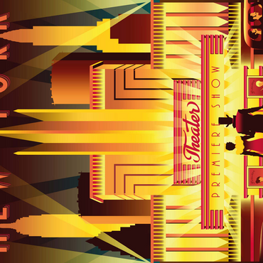 New York Night Broadway Art Deco style vintage poster illustration 500 Jigsaw Puzzle 3D Modell