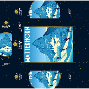 Matterhorn Switzerland art deco style vintage poster illustration 1000 Jigsaw Puzzle box 3D Modell