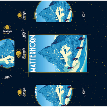 Matterhorn Switzerland art deco style vintage poster illustration 100 Jigsaw Puzzle box 3D Modell