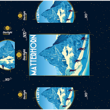 Matterhorn Switzerland art deco style vintage poster illustration 500 Jigsaw Puzzle box 3D Modell